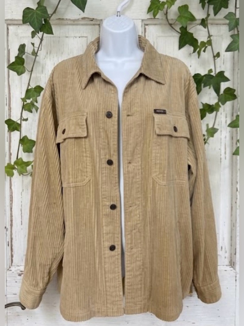 VTG Godbody Heavy Corduroy Shirt Jacket M Tan y2k 90s Streetwear Shacket